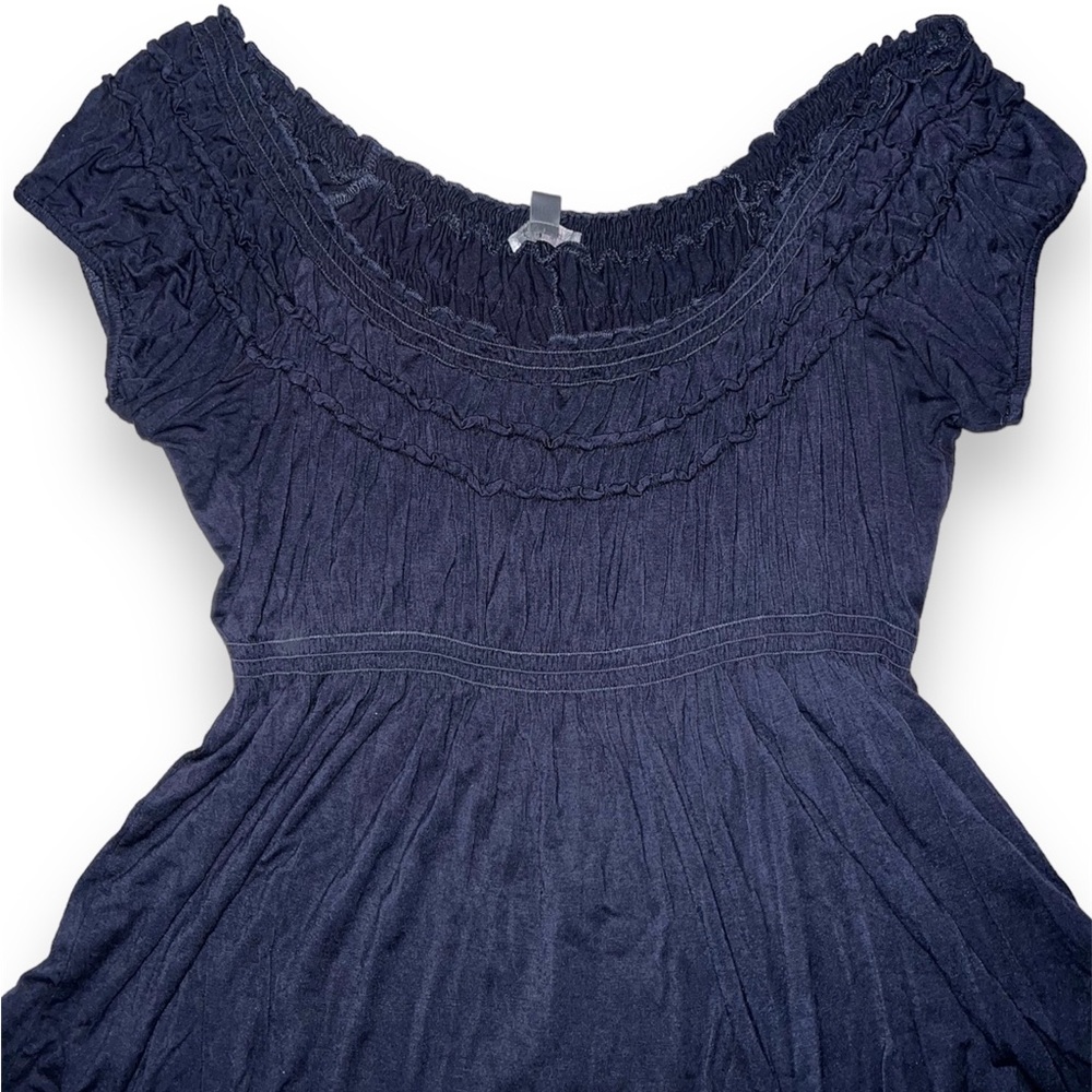 Navy Flowy Shirt with cinched waist size Large